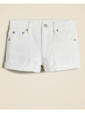 J CREW Girls White Cuffed Denim Shorts Sz 6 NEW NWT